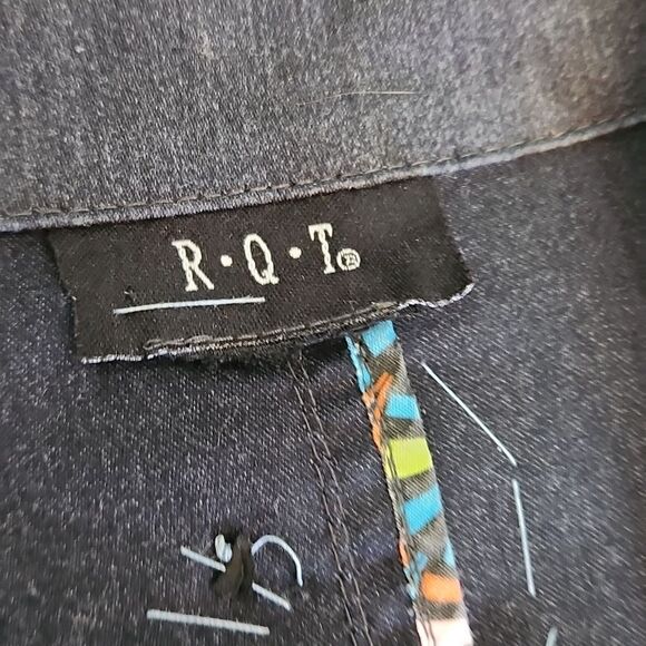 Vintage Lightweight Dark Denim Stretch Upcycled Statement Blazer Jacket - Picture 7 of 9